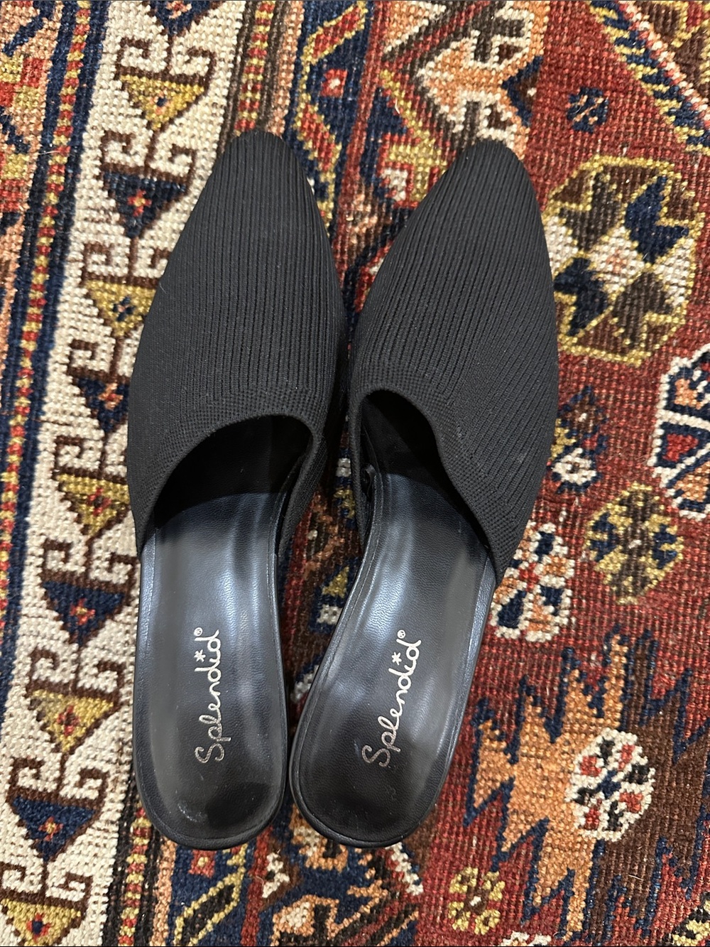 Splendid Black Knit Slip-On Mules
